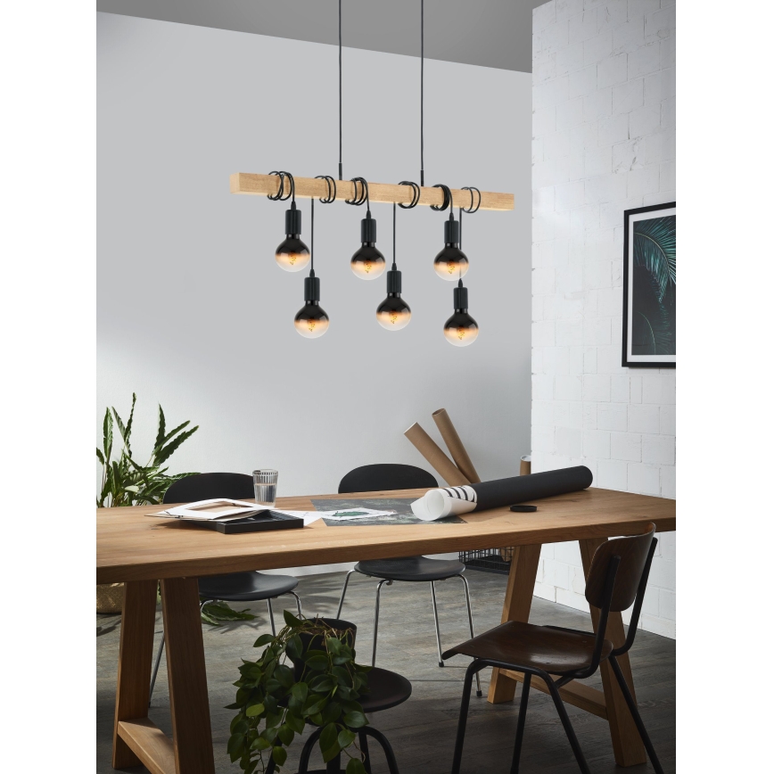 Eglo - Lampadario a sospensione con filo TOWNSHEND 6xE27/60W/230V - FSC certificato