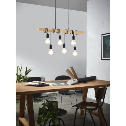 Eglo - Lampadario a sospensione con filo TOWNSHEND 6xE27/60W/230V - FSC certificato