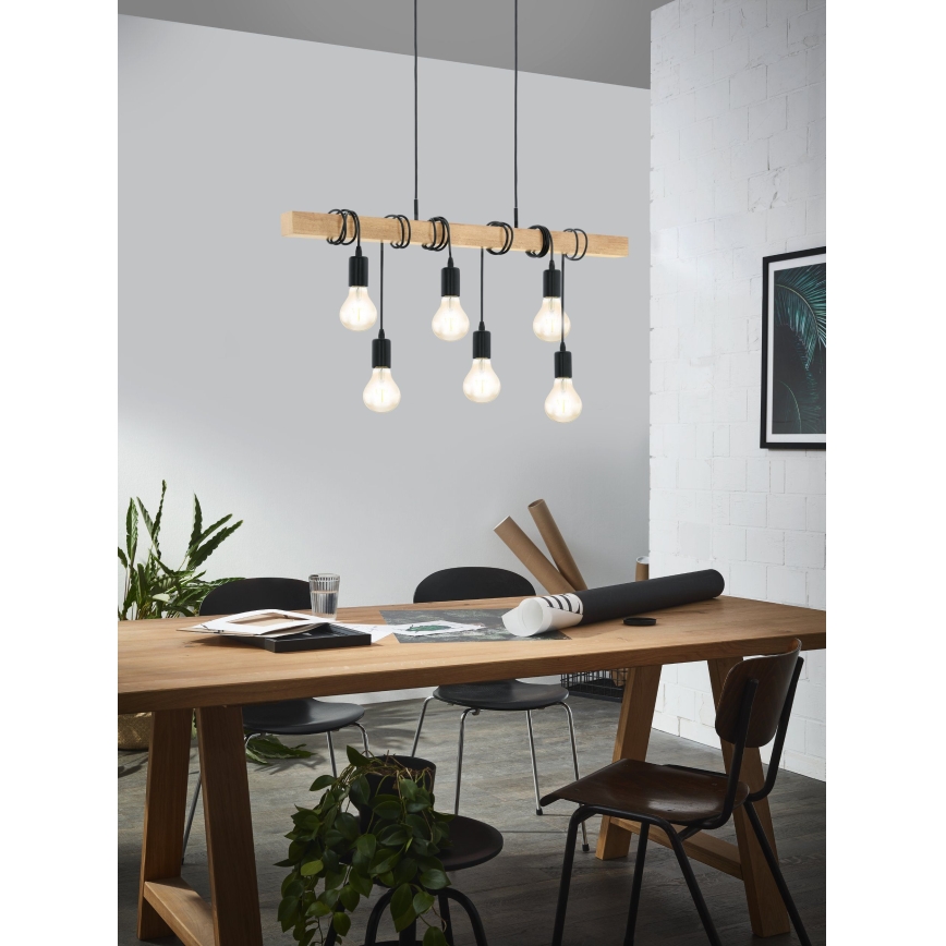 Eglo - Lampadario a sospensione con filo TOWNSHEND 6xE27/60W/230V - FSC certificato