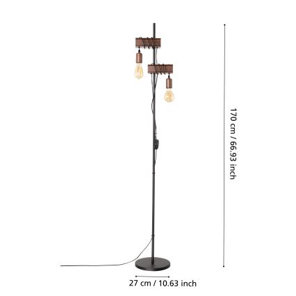 Eglo - Lampada con piedistallo TOWNSHEND 2xE27/10W/230V