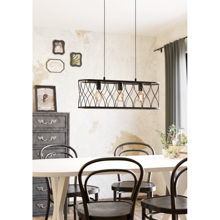 Eglo - Lampadario su corda 3xE27/40W/230V