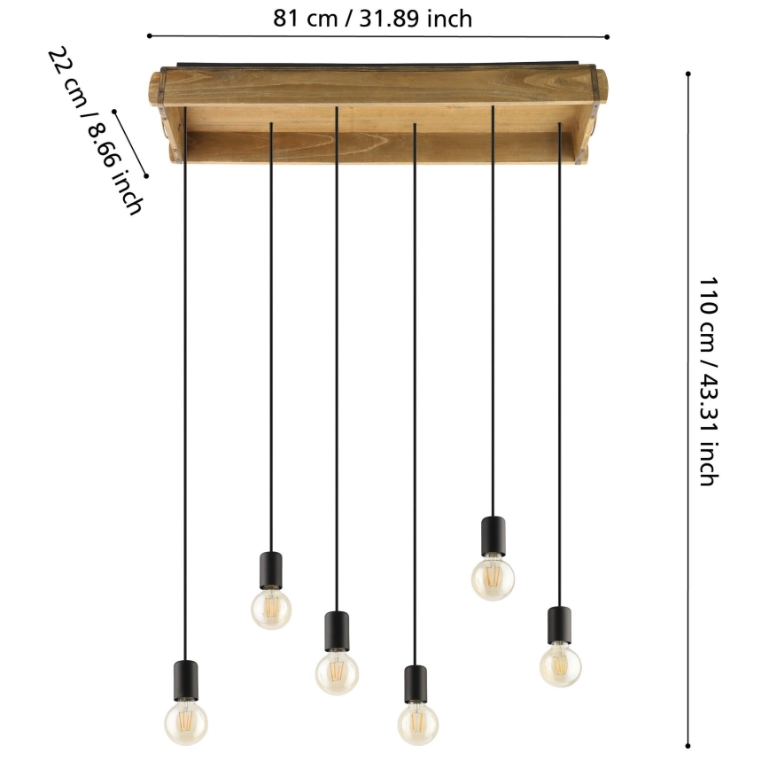 Eglo - Suspension filaire 6xE27/40W/230V
