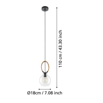 Eglo - Lampadario su corda  1xE27/40W/230V