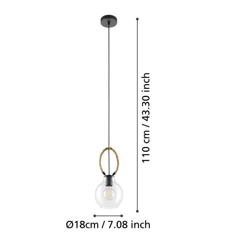 Eglo - Lampadario su corda  1xE27/40W/230V