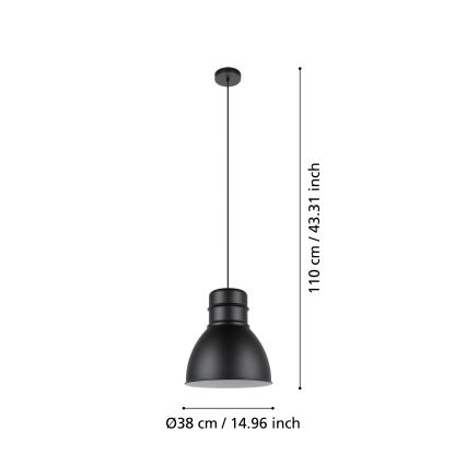 Eglo - Lampadario su corda 1xE27/60W/230V nero