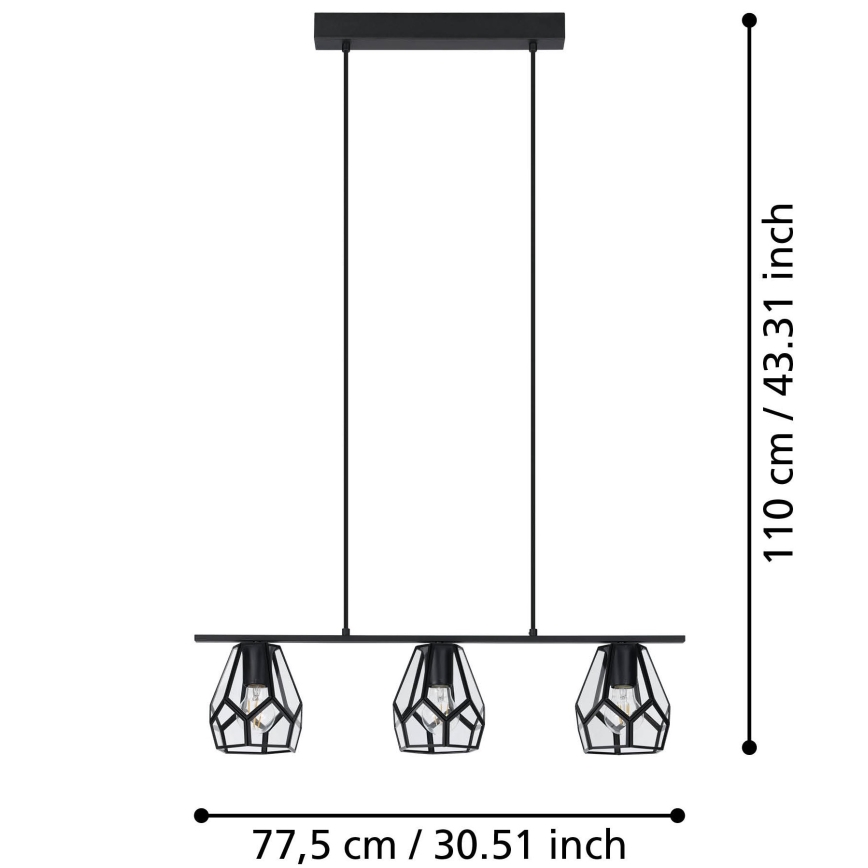 Eglo - Lampadario LED sospeso a cavo 3xE27/40W/230V
