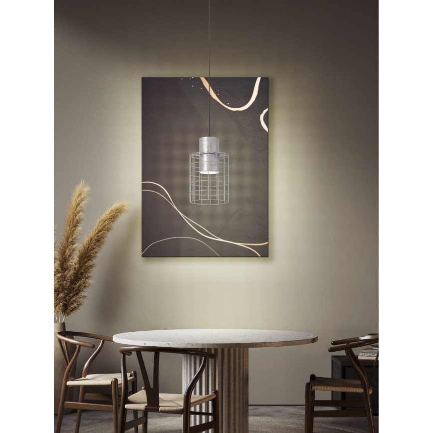 Eglo - Lampadario su corda  1xE27/40W/230V d. 20 cm argento