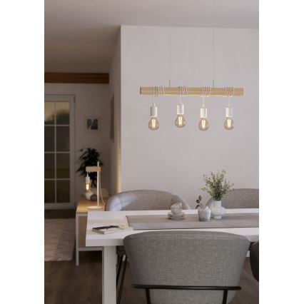 Eglo - Lampadario a sospensione con filo TOWNSHEND 4xE27/60W/230V - FSC certificato
