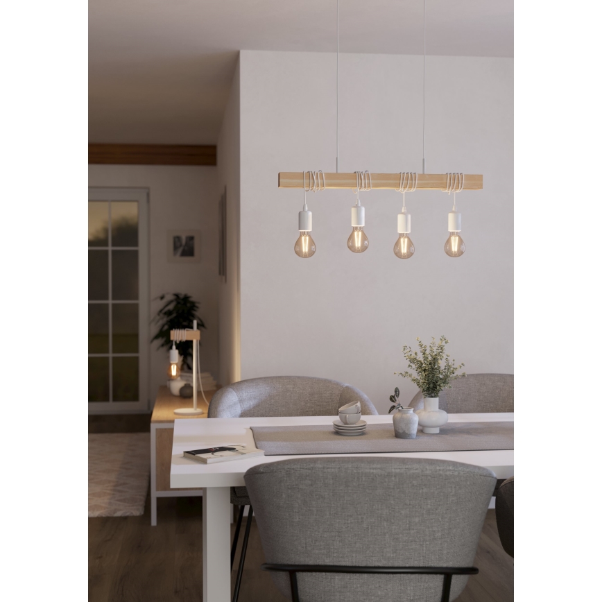 Eglo - Lampadario a sospensione con filo TOWNSHEND 4xE27/60W/230V - FSC certificato