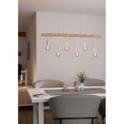 Eglo - Lampadario sospeso TOWNSHEND 6xE27/60W/230V