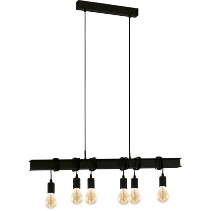 Eglo 43712 - Suspension filaire TOWNSHEND 6xE27/60W/230V noir