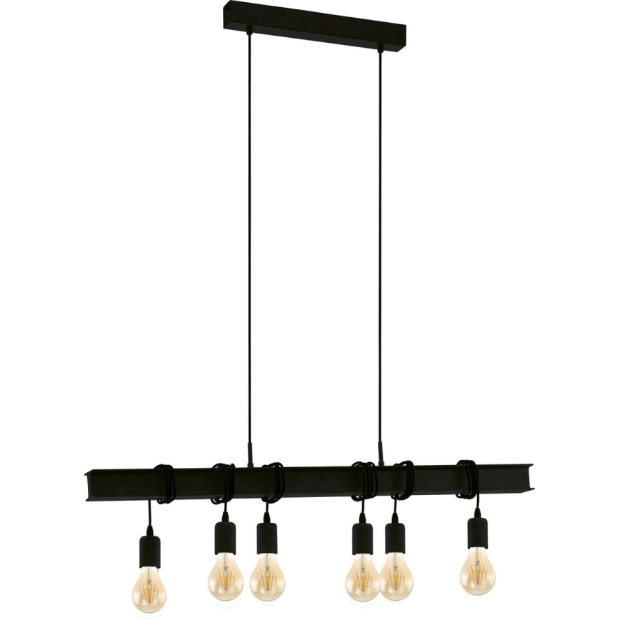 Eglo 43712 - Suspension filaire TOWNSHEND 6xE27/60W/230V noir