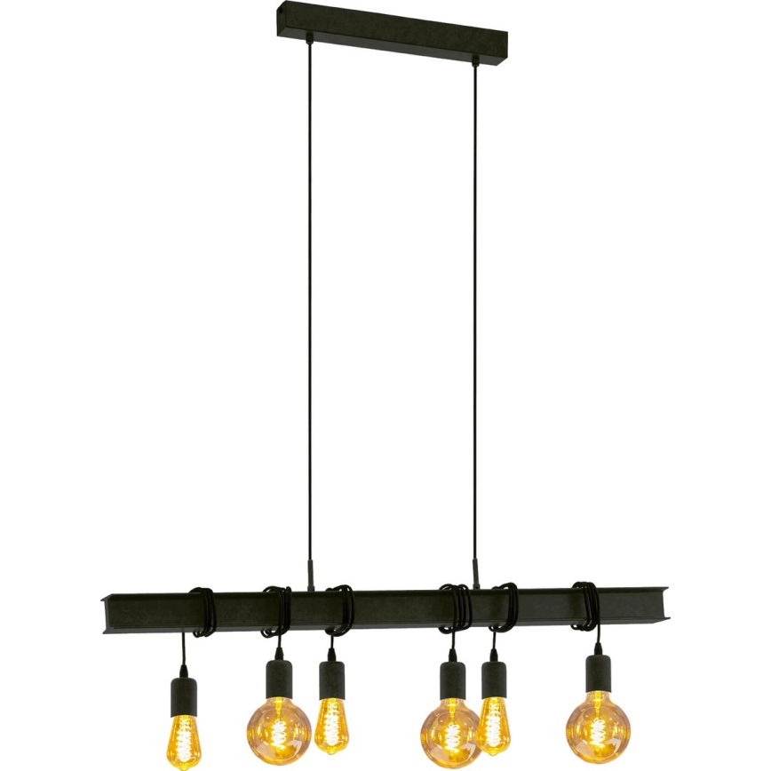 Eglo 43712 - Suspension filaire TOWNSHEND 6xE27/60W/230V noir