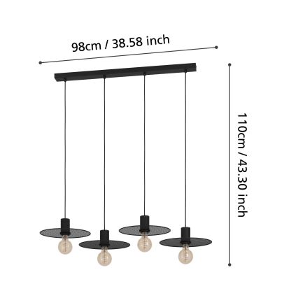 Eglo - Suspension filaire 4xE27/40W/230V