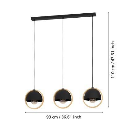 Eglo - Lampadario a sospensione con filo 3xE27/40W/230V