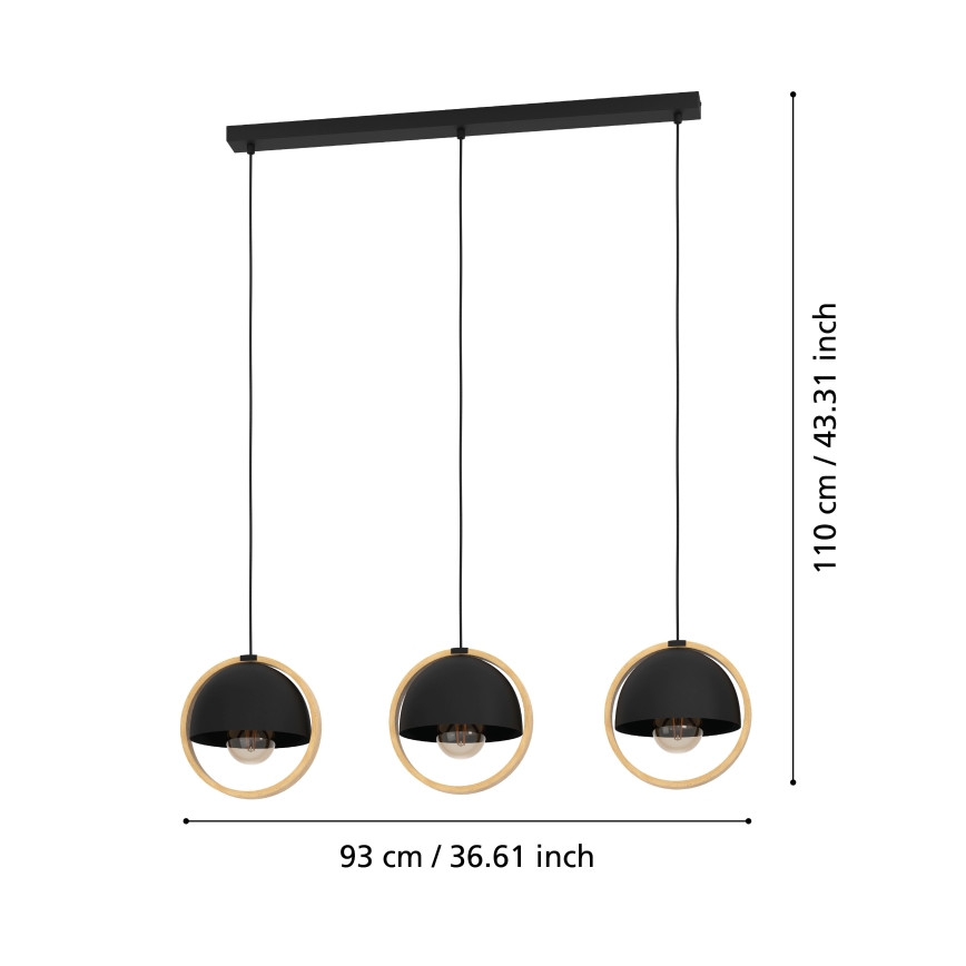 Eglo - Lampadario a sospensione con filo 3xE27/40W/230V