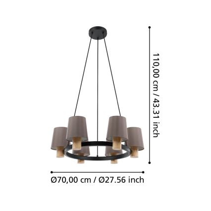 Eglo - Lampadario a sospensione con filo 6xE27/40W/230V