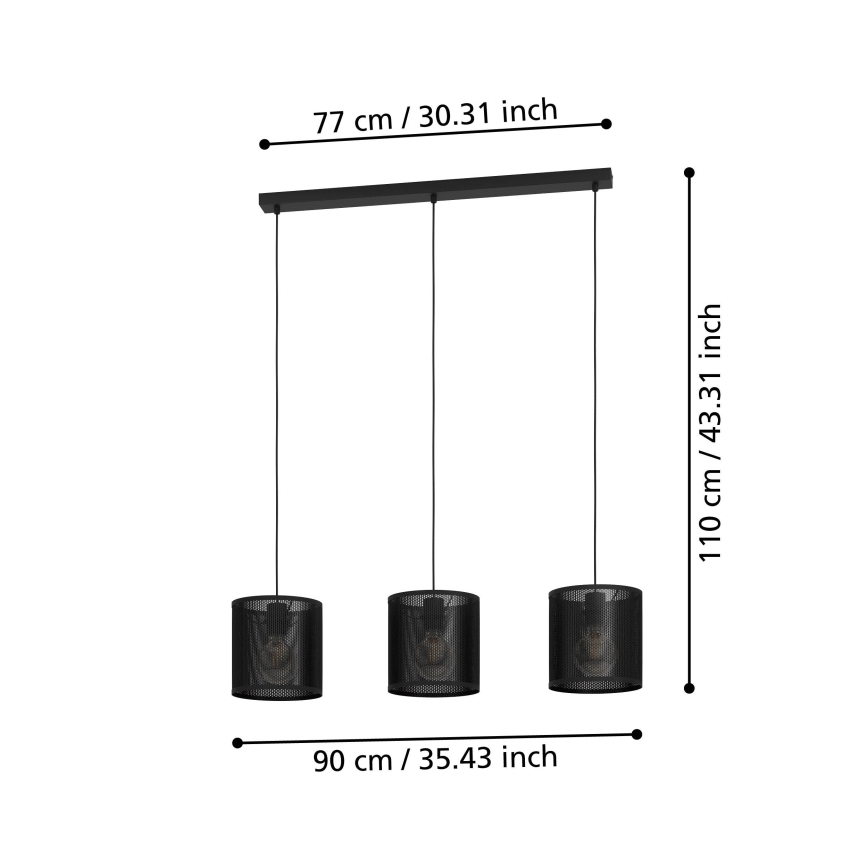 Eglo - Lampadario a sospensione con filo 3xE27/40W/230V