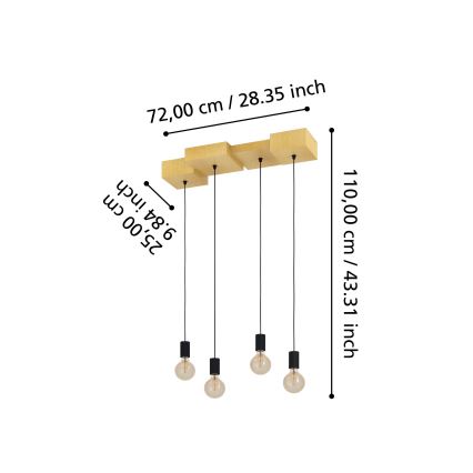 Eglo - Suspension filaire 4xE27/40W/230V