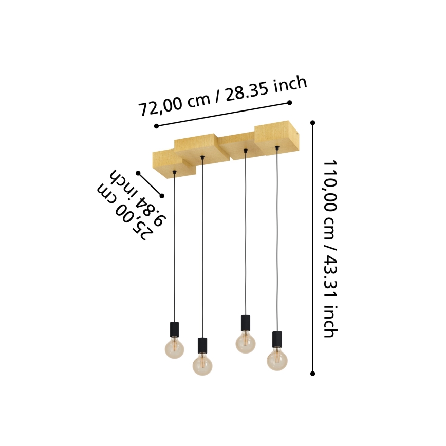 Eglo - Suspension filaire 4xE27/40W/230V