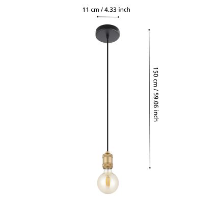Eglo - Lampadario a sospensione con filo 1xE27/40W/230V oro
