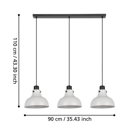 Eglo - Suspension filaire 3xE27/40W/230V
