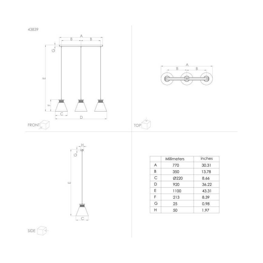 Eglo - Suspension filaire 3xE27/40W/230V