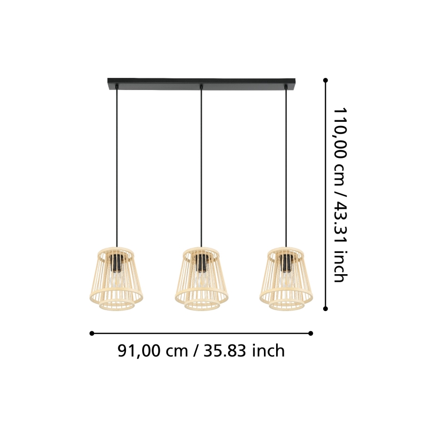 Eglo - Suspension filaire 3xE27/40W/230V