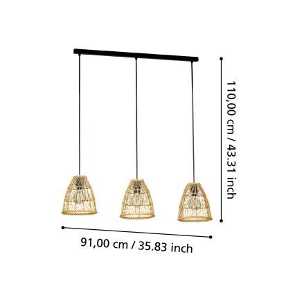 Eglo - Lampadario a sospensione con filo 3xE27/40W/230V