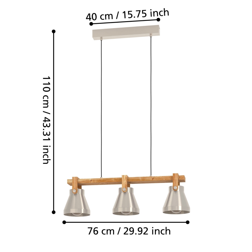 Eglo - Lampadario a sospensione con filo 3xE27/40W/230V