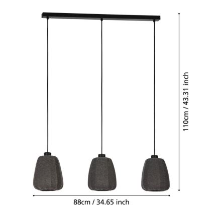Eglo - Suspension filaire 3xE27/40W/230V