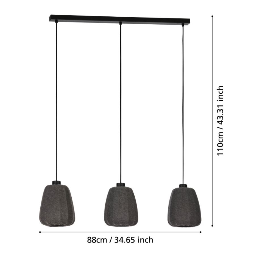 Eglo - Suspension filaire 3xE27/40W/230V