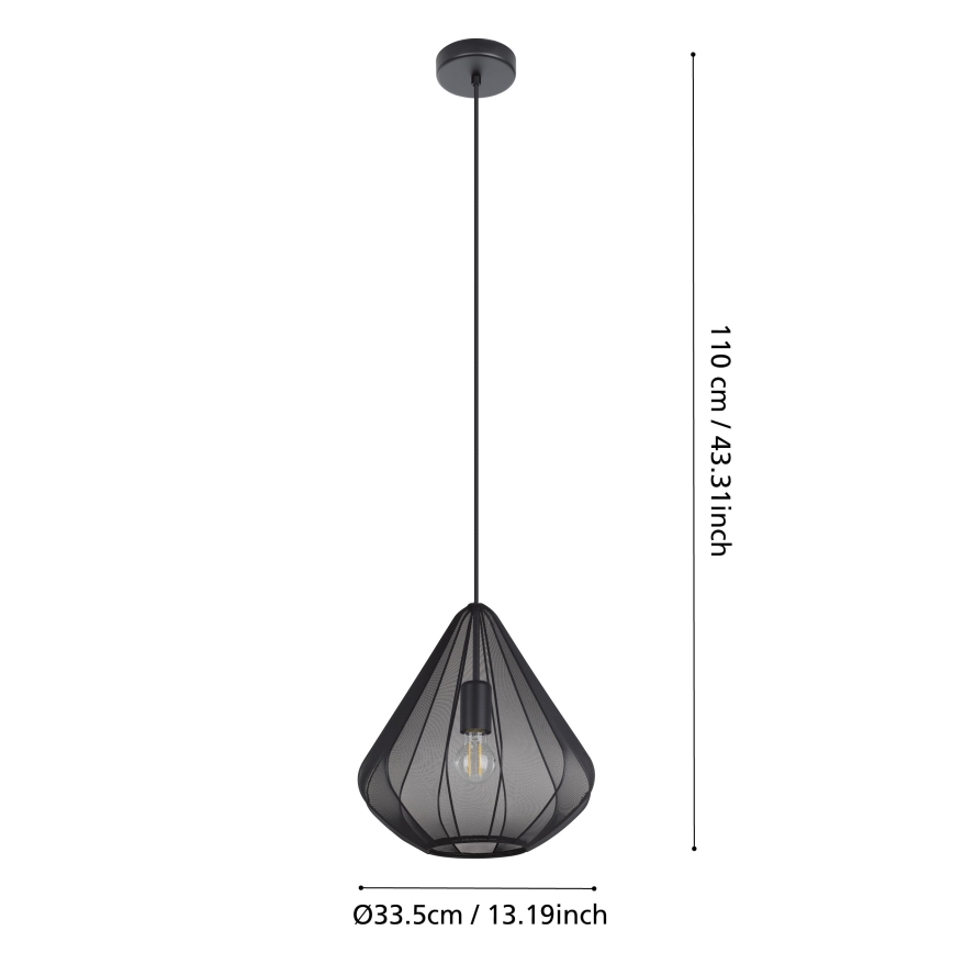 Eglo - Lampadario a sospensione con filo 1xE27/40W/230V diametro 33,5 cm nero