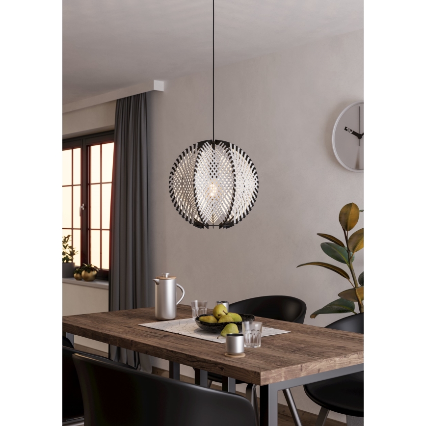 Eglo - Suspension filaire 1xE27/40W/230V d. 40 cm blanc/noir