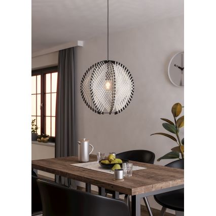Eglo - Suspension filaire 1xE27/40W/230V d. 48 cm blanc/noir
