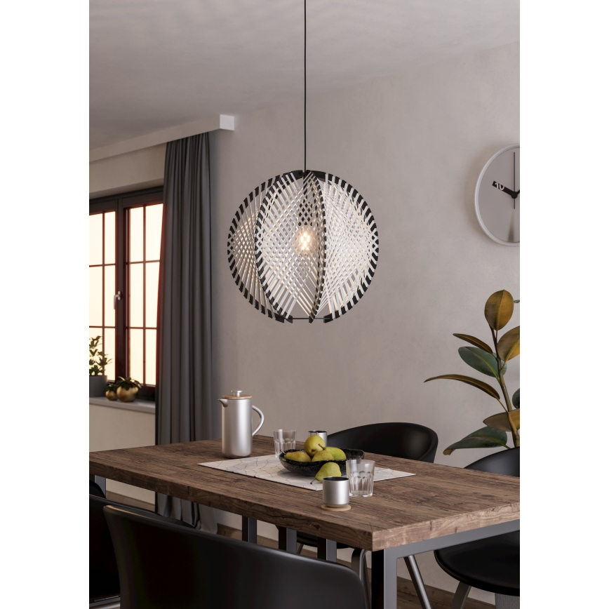 Eglo - Suspension filaire 1xE27/40W/230V d. 48 cm blanc/noir