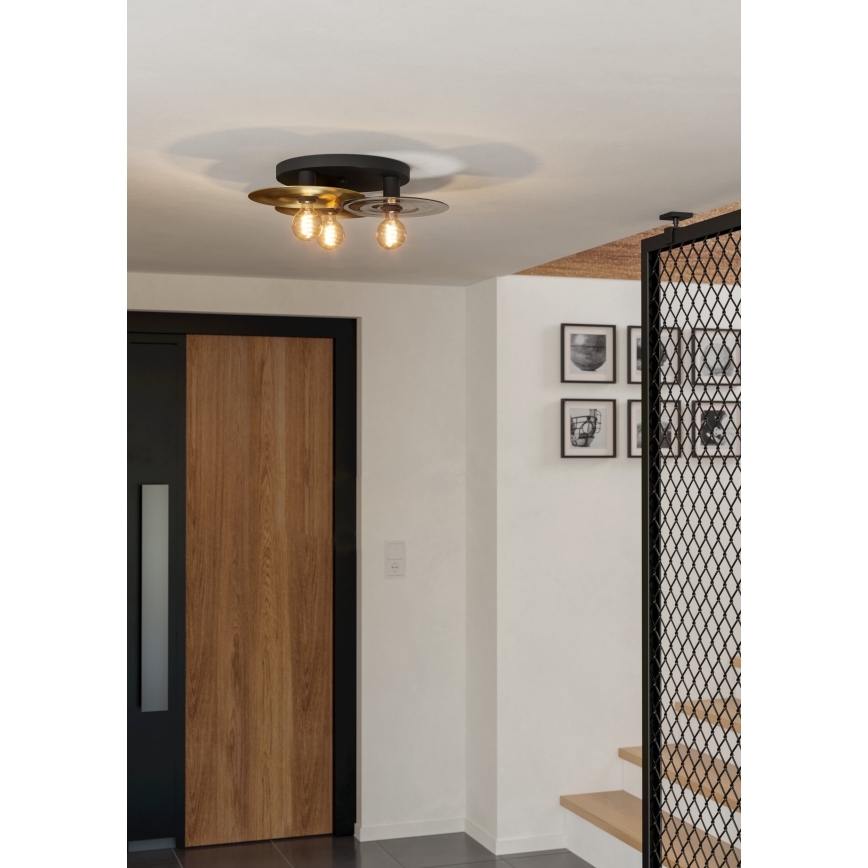 Eglo - Plafoniera 3xE27/40W/230V oro/nero