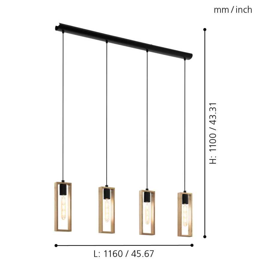 Eglo - Suspension filaire 4xE27/60W/230V