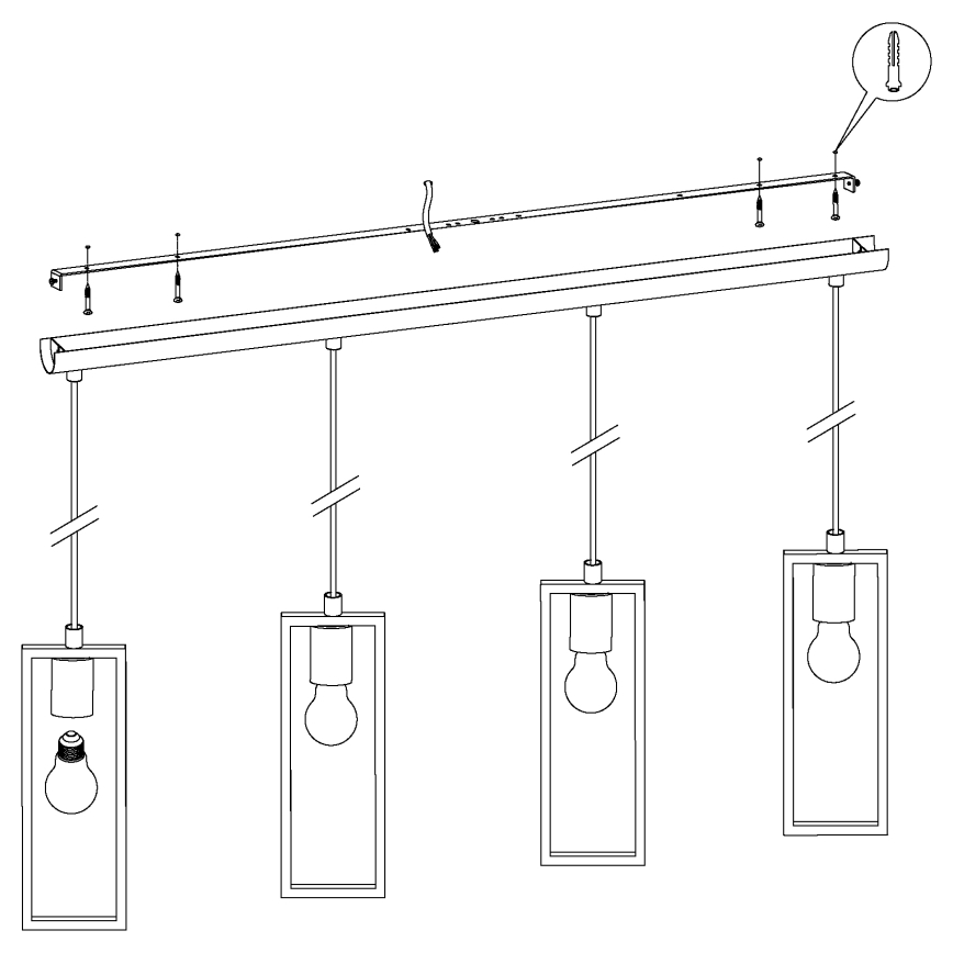 Eglo - Suspension filaire 4xE27/60W/230V