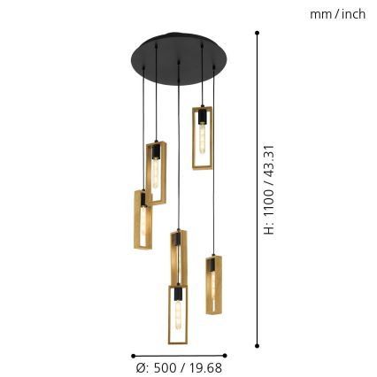 Eglo - Elegante Pendelleuchte mit Seilabhängung, 6xE27/60W/230V