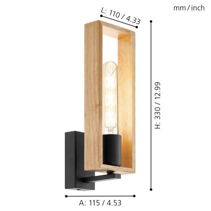 Eglo - Applique 1xE27/60W/230V - FSC certificato