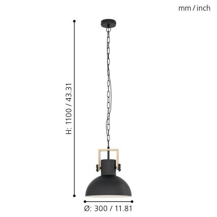 Eglo - Lampadario a catena 1xE27/28W/230V