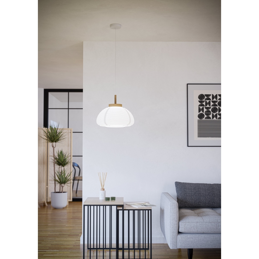 Eglo - Pendelleuchte an Kabel 1xE27/40W/230V Ø 55 cm weiß/beige