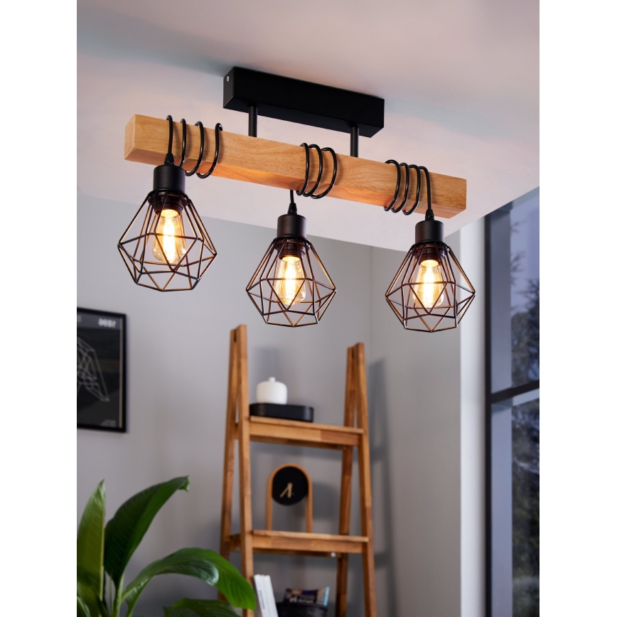 Eglo - Lampadario a plafone TOWNSHEND 3xE27/60W/230V - FSC certificato