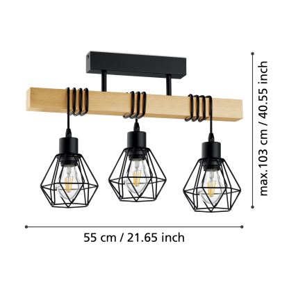 Eglo - Lampadario a plafone TOWNSHEND 3xE27/60W/230V - FSC certificato