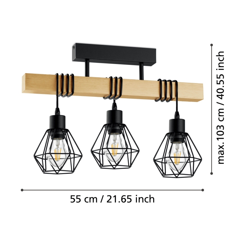 Eglo - Lampadario a plafone TOWNSHEND 3xE27/60W/230V - FSC certificato