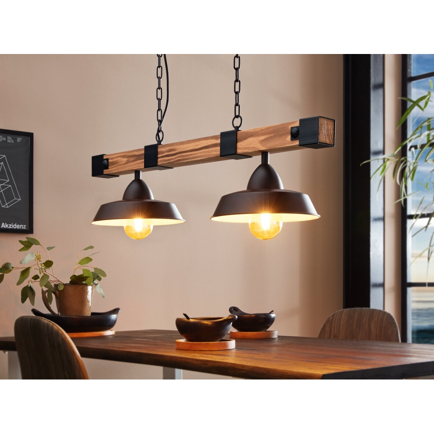 Eglo - Lampadario a catena 2xE27/60W/230V