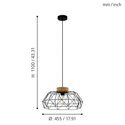 Eglo - Lampadario a sospensione con filo 1xE27/60W/230V - FSC certificato