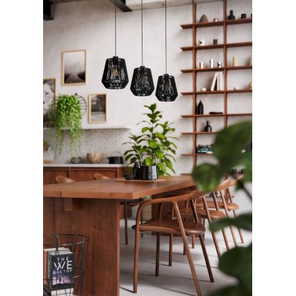 Eglo - Suspension filaire 3xE27/60W/230V noir
