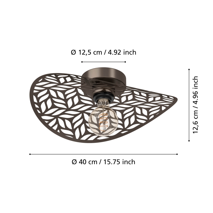Eglo - Plafonnier 1 x E27 / 60 W / 230 V Ø 40 cm bronze